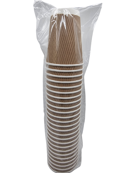 Triple Wall Hot and cold Kraft Ripple Paper Cups 25Pcs